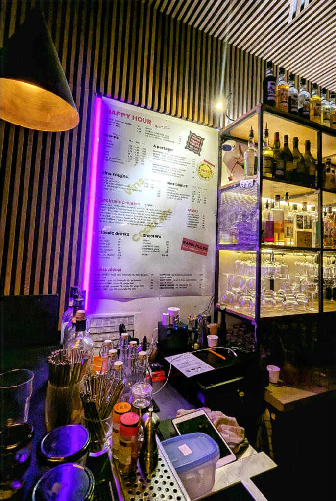 menu intérieur du bar le SEMPLE